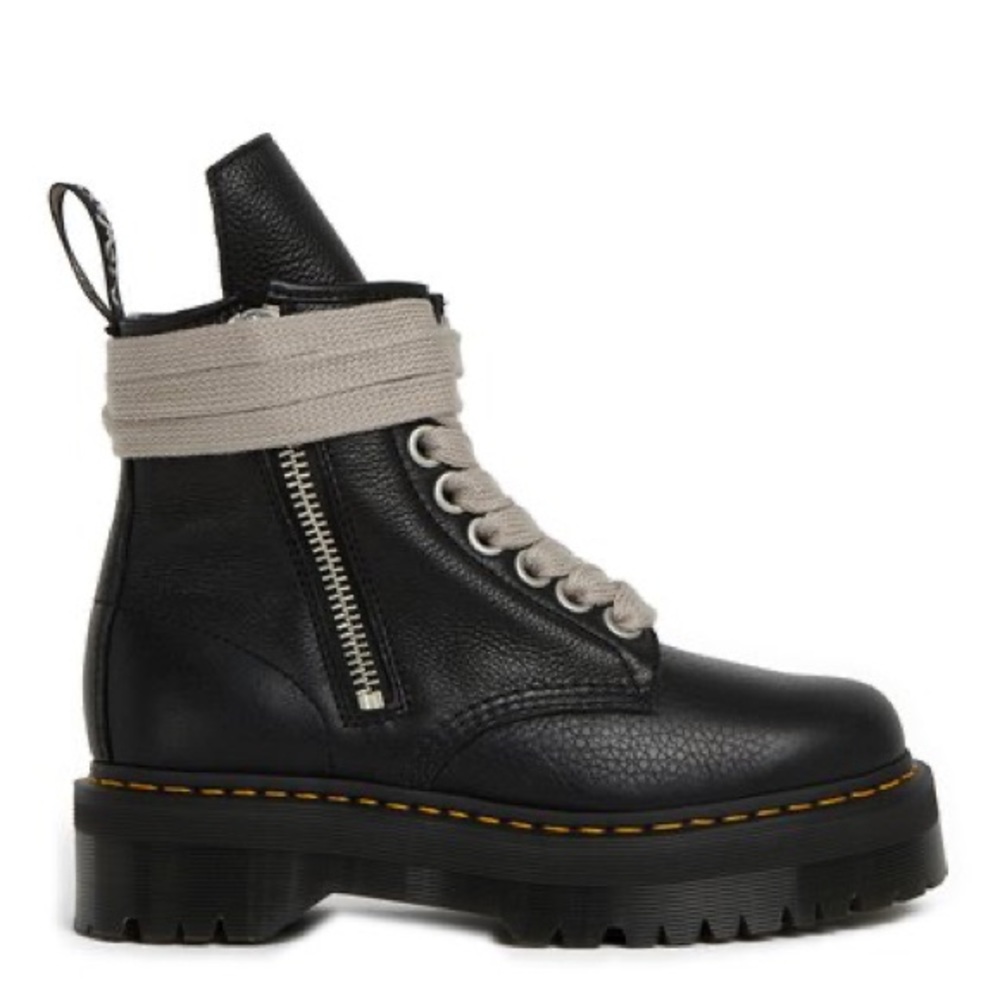 Dr. Martens x Rick Owen’s Black Ankle Boots with Cream Laces - Picture 2 of 4